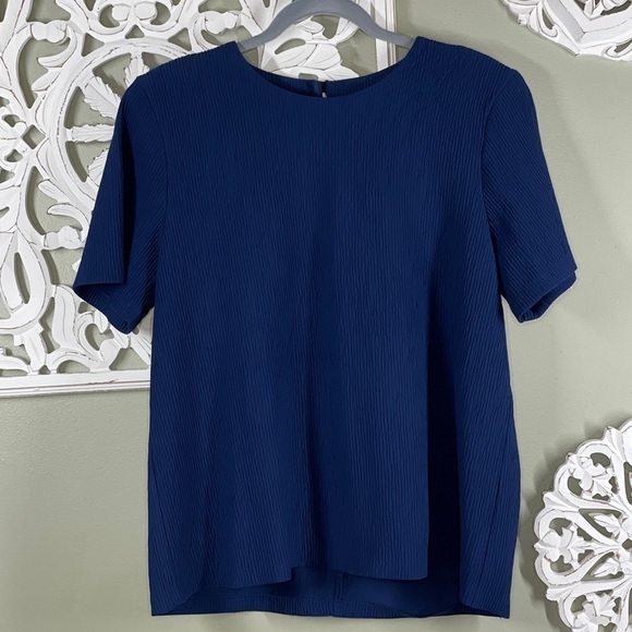 Simply Susan by Susan Graver Blue Crepe Tee Keyhole - Picture 1 of 6